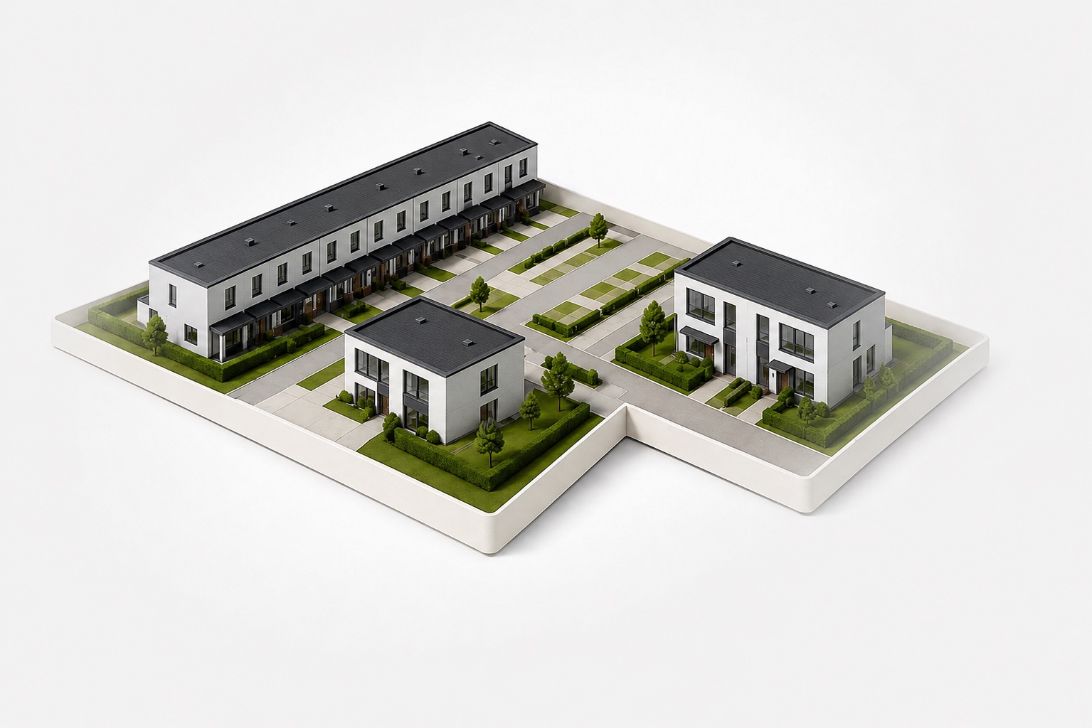 Seriebouwwoningen met prefab daken