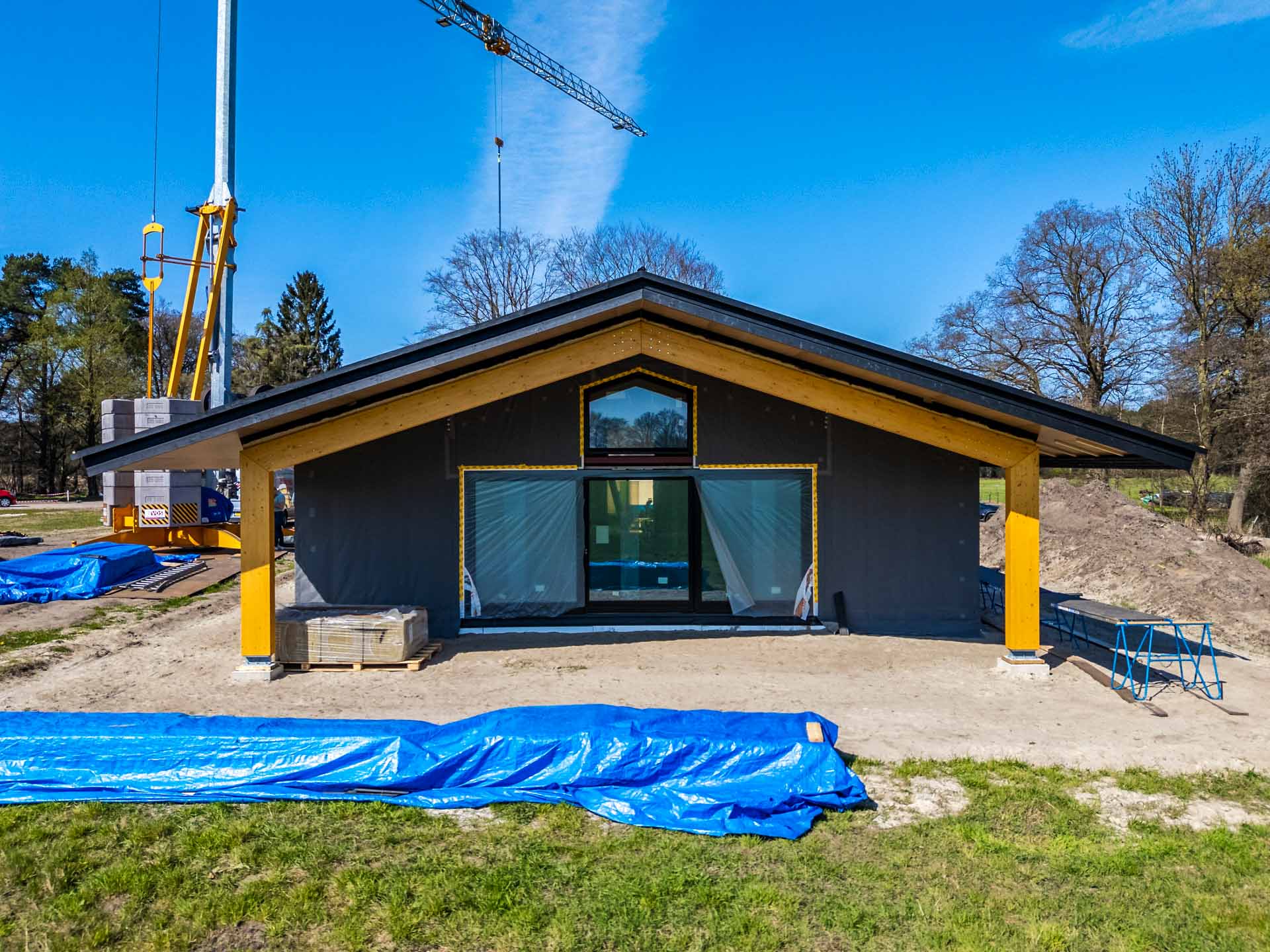 Prefab schuurwoning in uitvoering